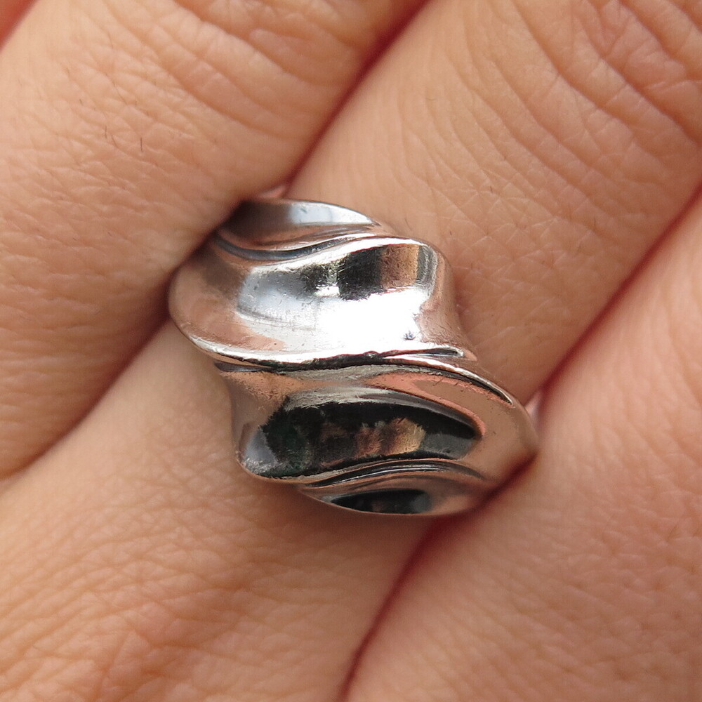 CHAPAL ZENRAY 925 Sterling Silver Vintage Modernist Oxidized Ring Size 7